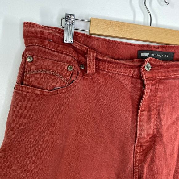 Levi's 505 Straight Leg Red Colored Denim Jeans Womens Size 37 - Picture 6 of 8